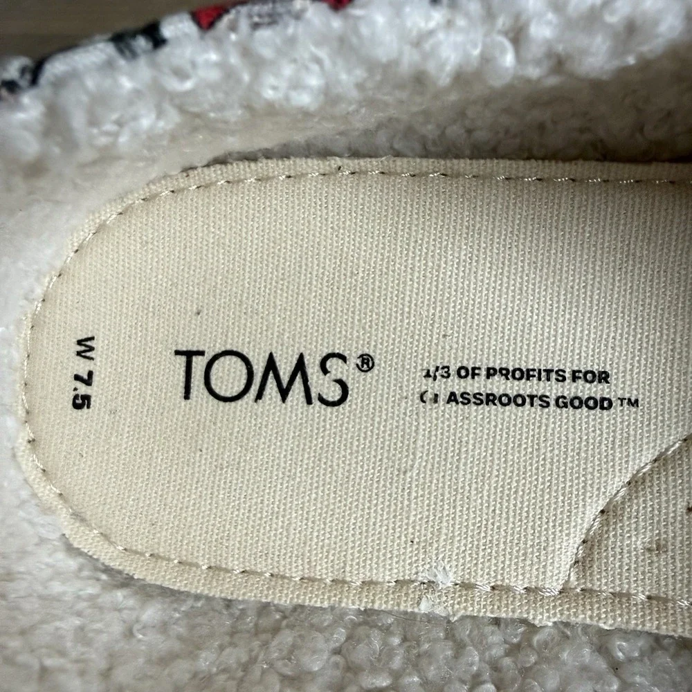 Toms Womens 7.5 Belmont Glacier Holiday Sweater Dogs Slip Ons Flats Fleece Lined